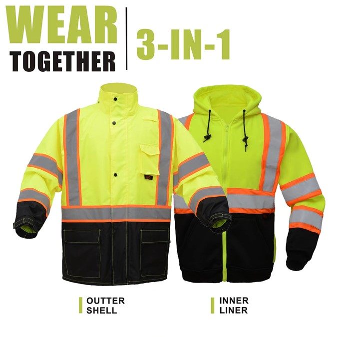 GSS Safety [Wear Together] Class 3 Two Tone Rain Jacket & Sweatshirt 6005-7009