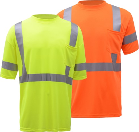 Class 3 Moisture Wicking Short Sleeve Safety T-Shirt with Chest Pocket | GSS Safety