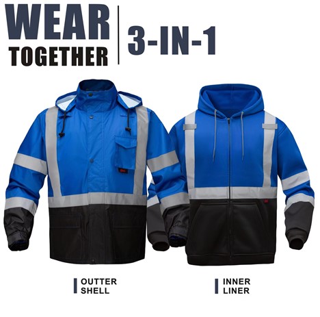 GSS Safety [Wear Together] Non-ANSI Multi Color Rain Jacket & Hoodie 6013-7023