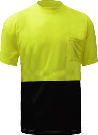 Non-ANSI Crew Neck Short Sleeve T-Shirt-Lime/Black Bottom